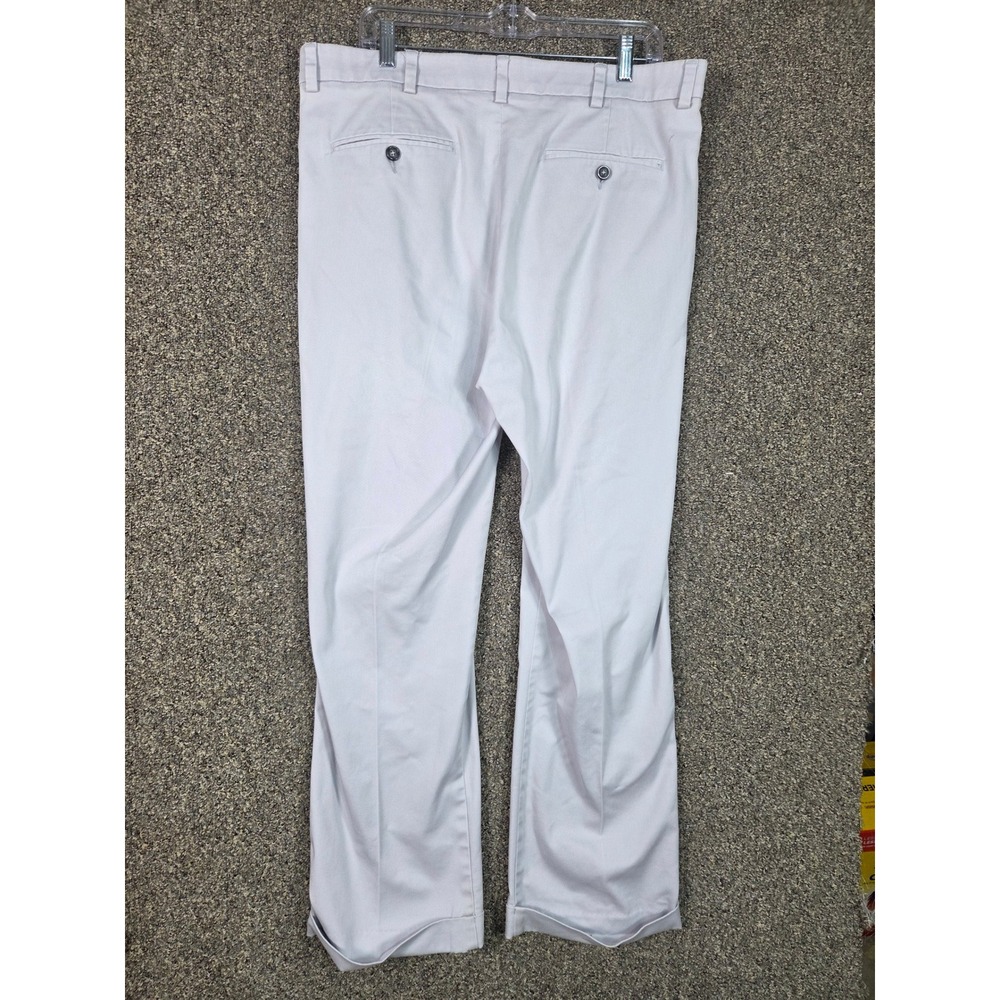 Roundtree & Yorke Total Flex Pants Mens 36x30 Gray Pleated Cuffed Chinos - Picture 4 of 8